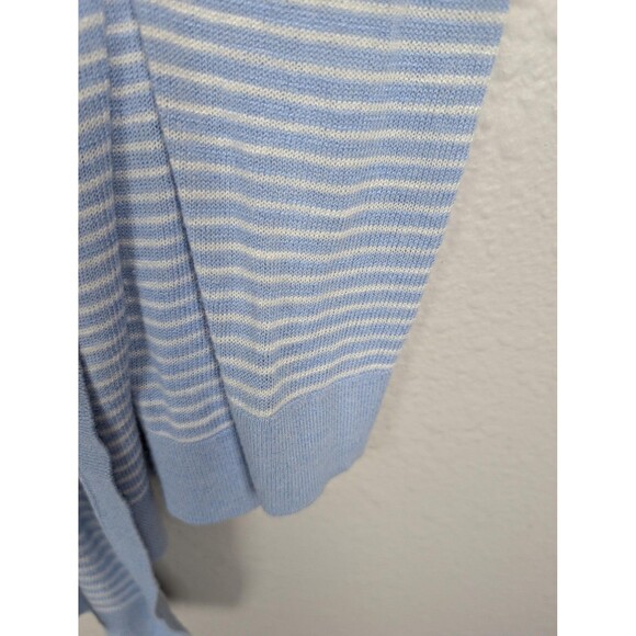 LOFT Sweater Cardigan Womens XS Light Blue White Striped Open Front Knit Drape - Picture 5 of 8
